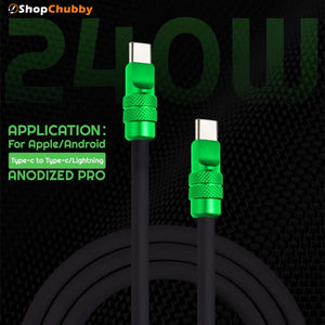 "Anodized Pro" 240W Reflective Shine Charge Cable (C+Lightning)