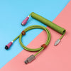 "Chubby" USB To Type C Spring Keyboard Cable - Dark Green + Purple