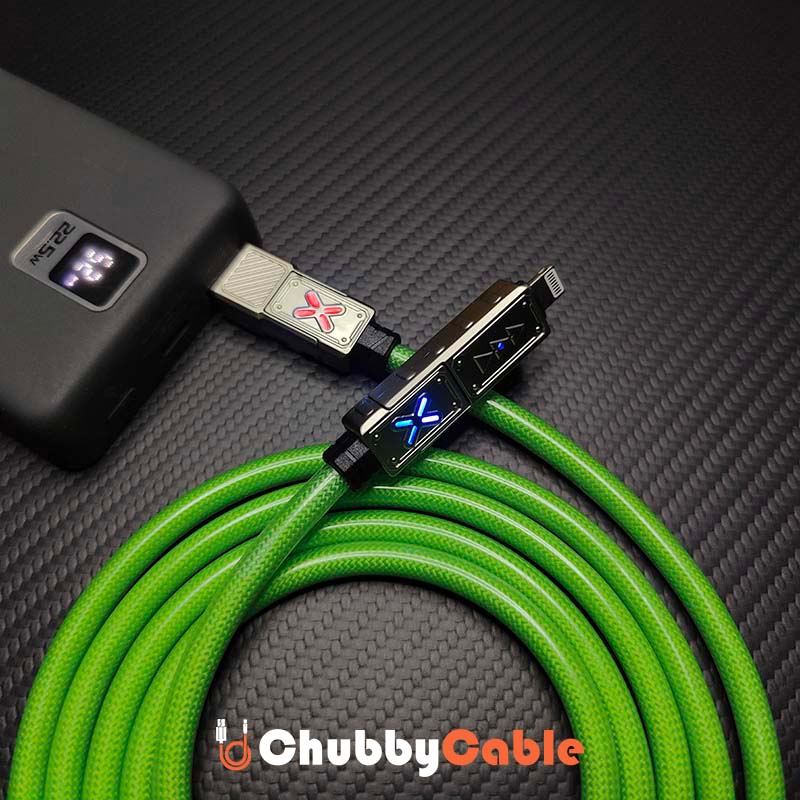 "Dynamic Chubby" 240W 4-in-1 RGB Charging Cable with Zinc Alloy Connectors