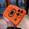 Hollow Heat Dissipation Frosted Magnetic All-Inclusive Apple Phone Case - Orange