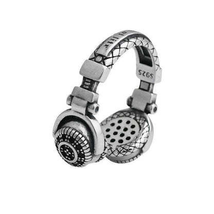 „Cyber ​​Chic“ Street Headphones-Ring aus Sterlingsilber für Herren und Damen