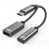 "Cyber" 2 In 1 Type-C Audio Adapter - Gray