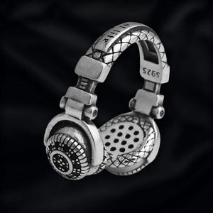 „Cyber ​​Chic“ Street Headphones-Ring aus Sterlingsilber für Herren und Damen